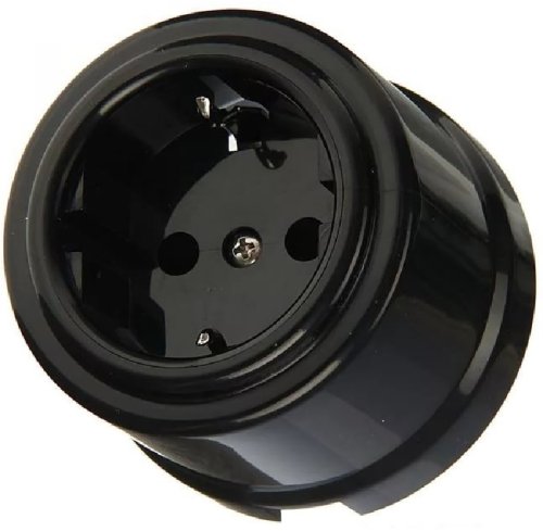 Розетка-ретро с заземлением пластик Bironi Лизетта 1-м. черный картинка